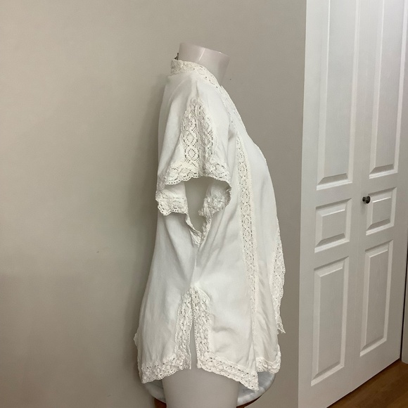 April Cornell Cream Lace Trim Blouse - Picture 8 of 8